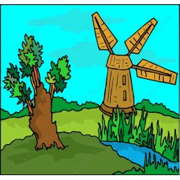 Country Windmill Scene