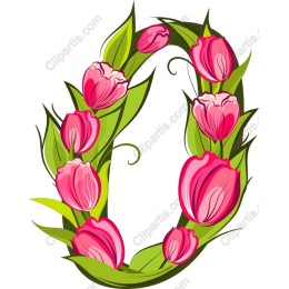 Floral Letter O - Pink Tulips