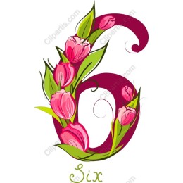 Floral Number Six with Tulips