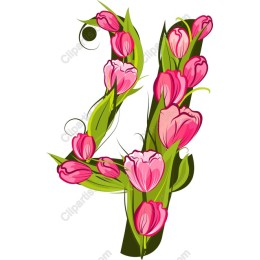 Floral Number 4 with Pink Tulips