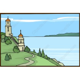 Tranquil Landscape : Towers by Water