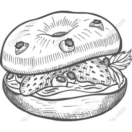 Hand-Drawn Bagel Sandwich