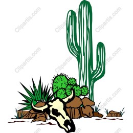Desert Cactus and Skull