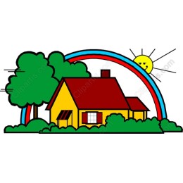 Cheerful Home with Rainbow