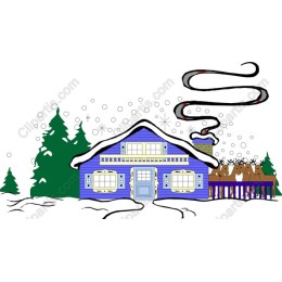Cozy Winter Cottage with Reindeer