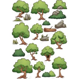  Tree & Rock Clipart Bundle