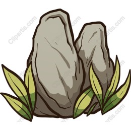 Stylized Rock and Greenery