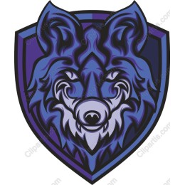 Fierce Blue and Purple Wolf Emblem