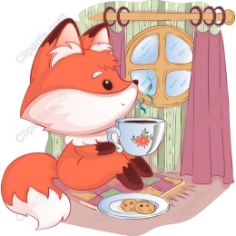 Charming Cozy Fox with Tea