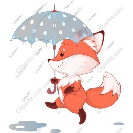 Charming Fox with Umbrella