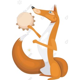 Whimsical Fox Playing Tambourine