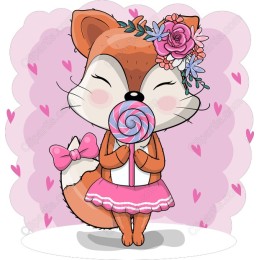 Charming Fox with Lollipop
