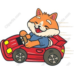 Cartoon Cat in Race Car