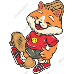 Cheerful Skateboarding Fox