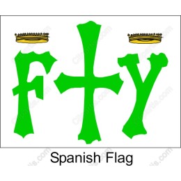 Spanish Flag with Crowns in Green