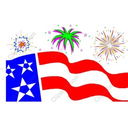 Vibrant American Flag and Fireworks