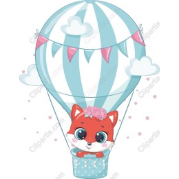 Whimsical Fox in Hot Air Balloon