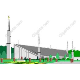 Modern Architectural with Spires & Greenery