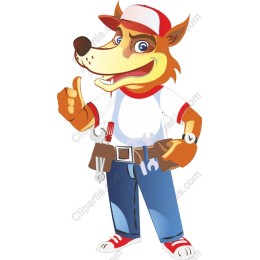 Cartoon Wolf Handyman