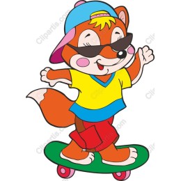 Playful Cartoon Fox Skateboard