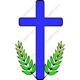 Blue Cross with Green Laurel Leaves