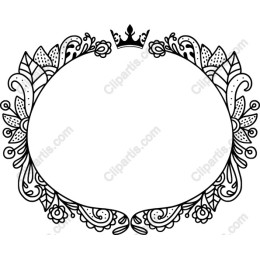 Ornate Floral Frame - Art with Crown