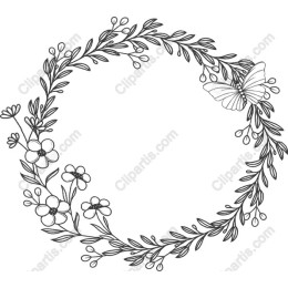 Floral Wreath with Butterfly