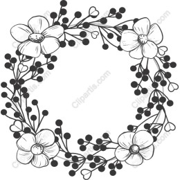 Black and White Floral Wreath