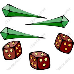 Colorful Gaming Dice and Geometric Set