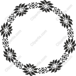 Black Geometric Floral Wreath