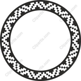 Geometric Black and White Round Frame