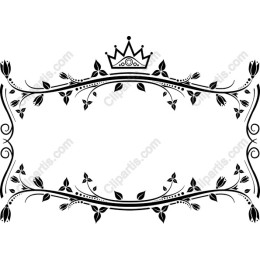 Elegant Black Floral Frame with Crown