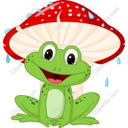 Cheerful Frog with Mushroom