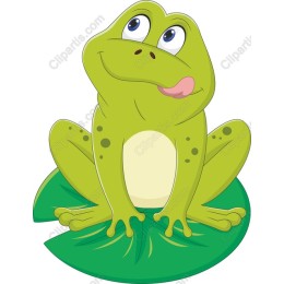 Cheerful Cartoon Frog on Lily Pad