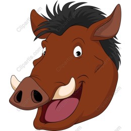 Playful Cartoon Wild Boar Head