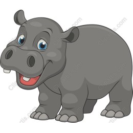 Cheerful Cartoon Hippo