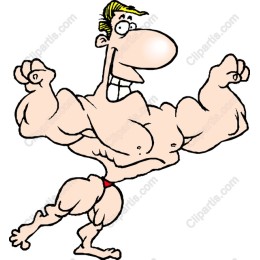 Cheerful Cartoon Bodybuilder