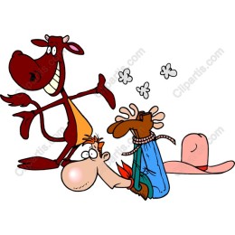 Comical Cowboy and Red Cow