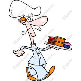 Cheerful Chef with Desserts