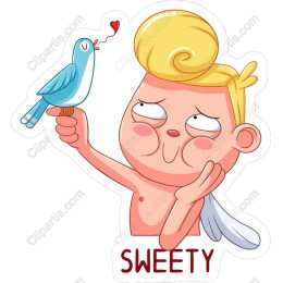 Sweety - Adorable Cherub and Bluebird