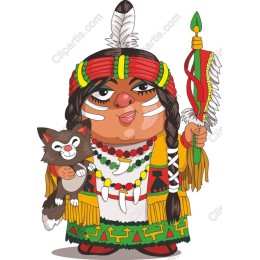 Cheerful Indigenous Character with Cat