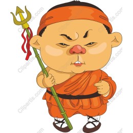 Playful Cartoon Monk