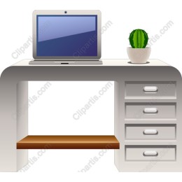 Modern Desk Setup with Laptop and Cactus