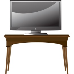 Modern TV on Wooden Table