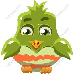 Charming Cartoon Green Bird