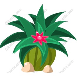 Vibrant Green Plant with Pink Flower