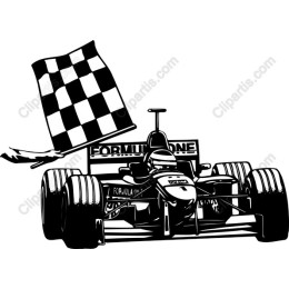 Formula One Race Car with Checkered Flag