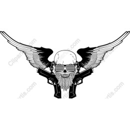 Winged Skull with Guns