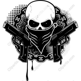Edgy Skull with Dual Pistols
