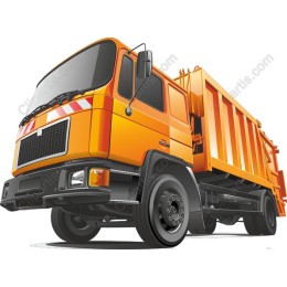 Vibrant Orange Garbage Truck